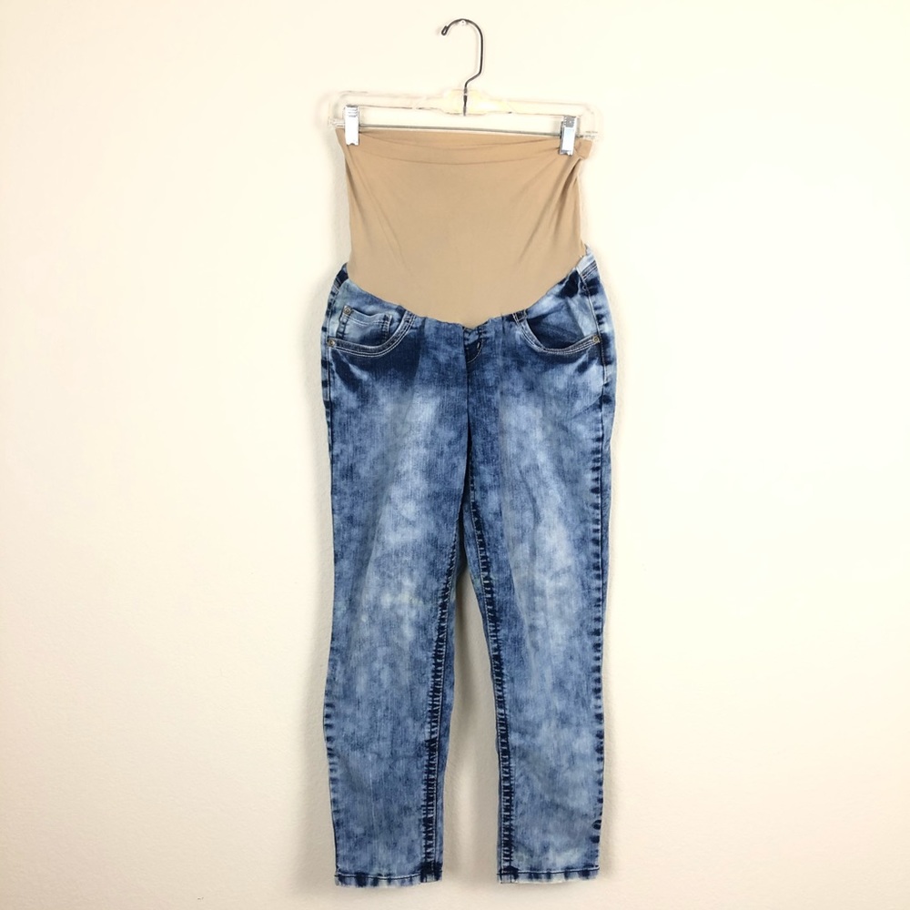 WallFlower Bleached Distressed Maternity Jeans - Picture 1 of 5